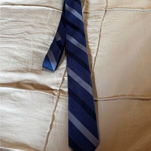 Blue and Gray Striped Silk Tie